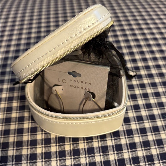 LC Lauren Conrad Jewelry - LC Lauren Conrad Gold Hoop Earrings and heart shaped zip for travel